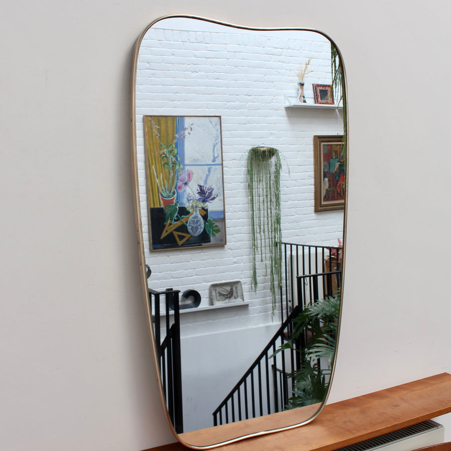 Mid-Century Italian Wall Mirror with Brass Frame (circa 1950s) - Large