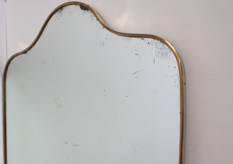 Mid-Century Italian Wall Mirror with Brass Frame (c. 1950s)
