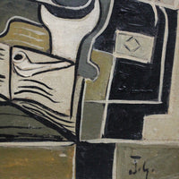 'Still Life with Guitar, Book, Pipe and Bottle' by J.G. (circa 1940s)