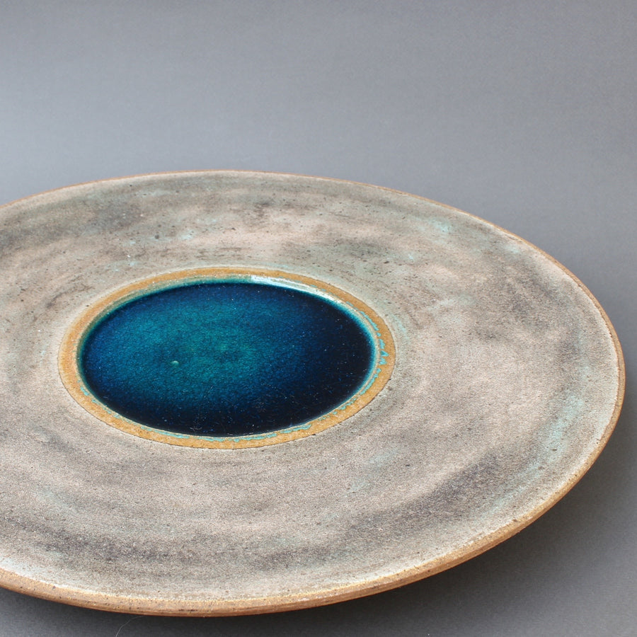 Stoneware Platter with Molten Glass Centre by Bruno Gambone (circa 1980s)