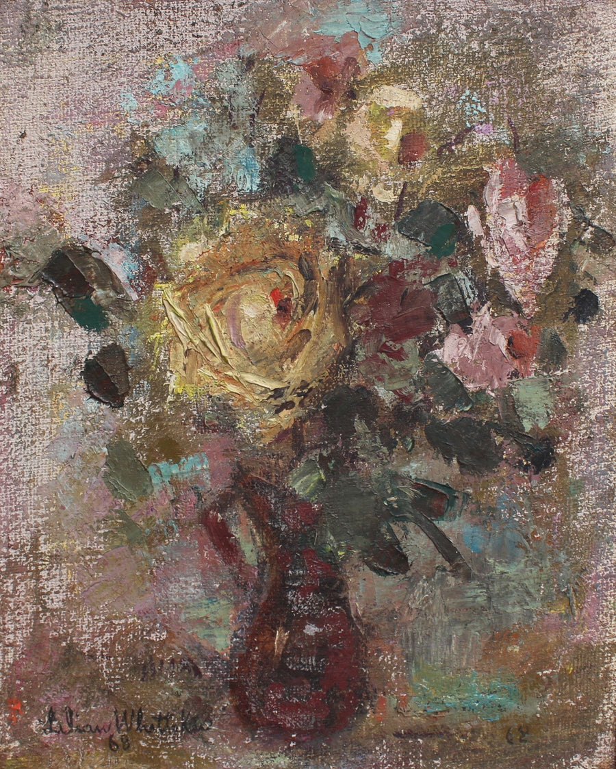 'Bouquet of Flowers in Red Vase' by Lilian E. Whitteker (1968)