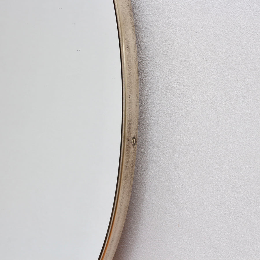 Vintage Italian Oval Wall Mirror with Brass Frame (circa 1950s)