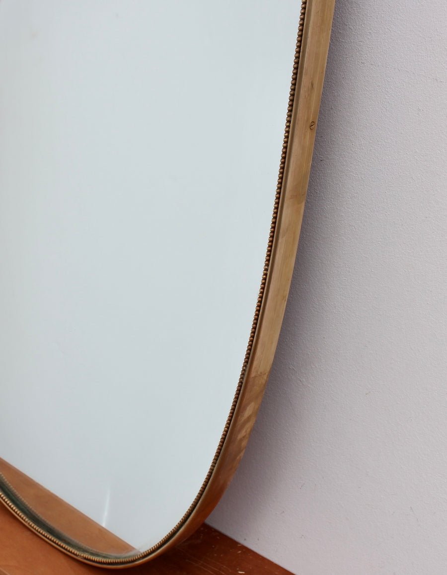 Vintage Italian Wall Mirror with Brass Frame and Beading (circa 1950s) - Large