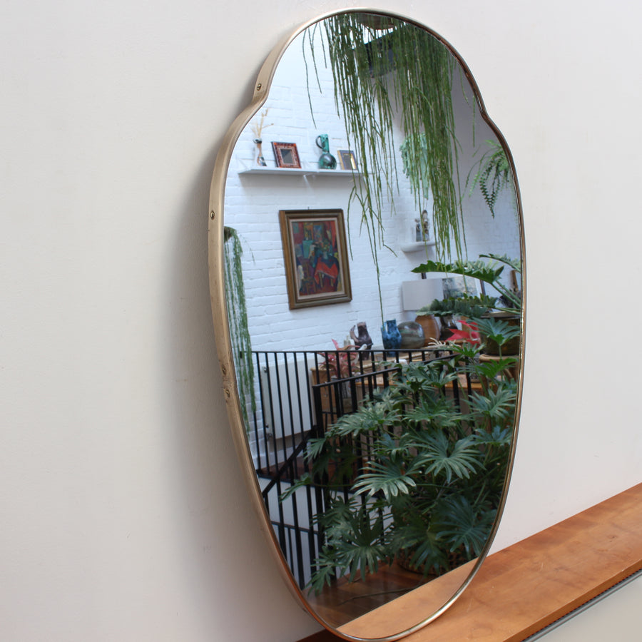 Italian Vintage Wall Mirror with Brass Frame (circa 1950s) - Large