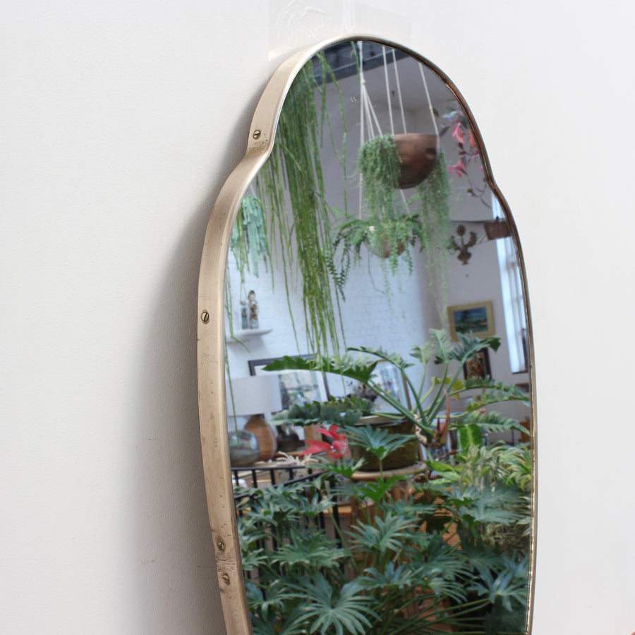 Italian Vintage Wall Mirror with Brass Frame (circa 1950s) - Large