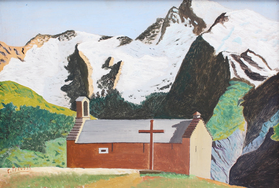 'Chapel in the Swiss Alps' by E. Prevost (circa 1970s)