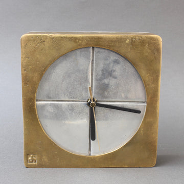 Brutalist Aluminium and Brass Decorative Clock by David Marshall (circa 1980s)