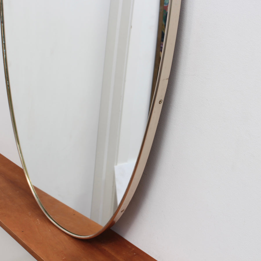 Mid-Century Italian Wall Mirror with Brass Frame (circa 1950s) - Large