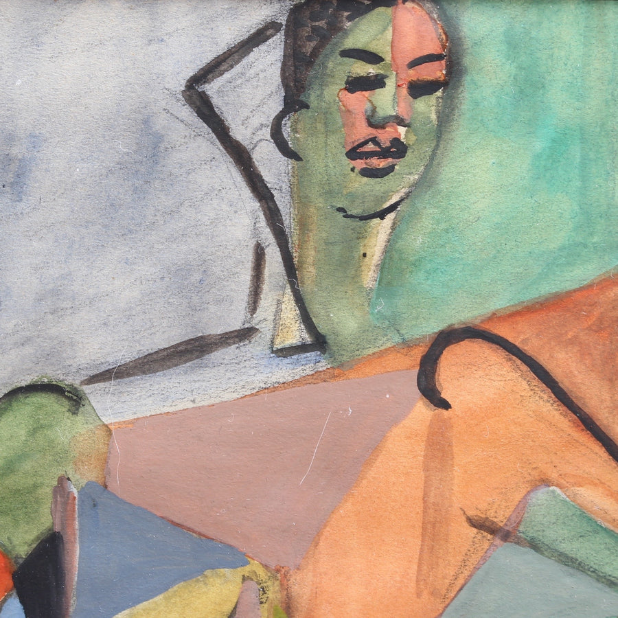 Cubist Nude Portrait of Seated Woman II by Kosta Stojanovitch (1955)