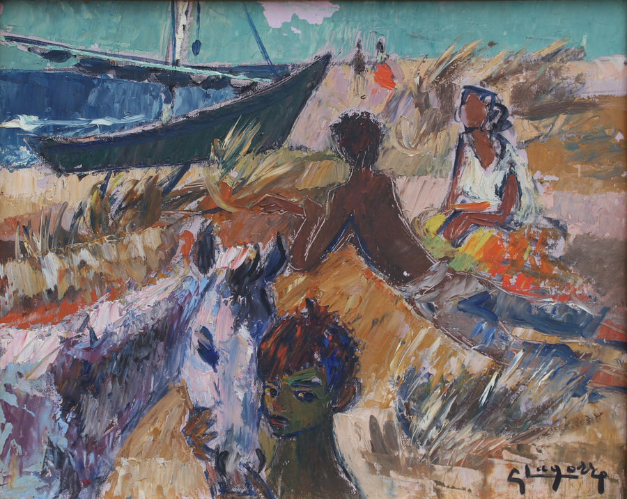 'Gitans sur la Plage (Gypsies on the Beach)' by Gaston Lagorre (1958)