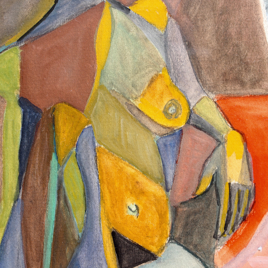 Cubist Nude Portrait of Seated Woman by Kosta Stojanovitch (1954)
