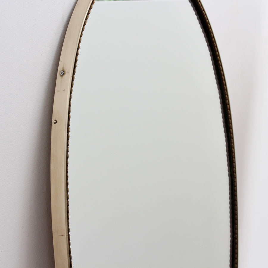 Mid-Century Italian Oval Wall Mirror with Brass Frame (circa 1950s)