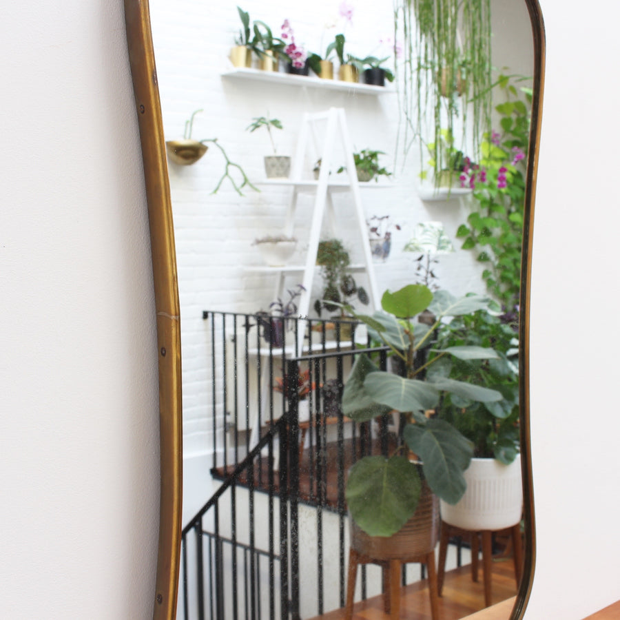 Mid-Century Italian Wall Mirror with Brass Frame (circa 1950s)