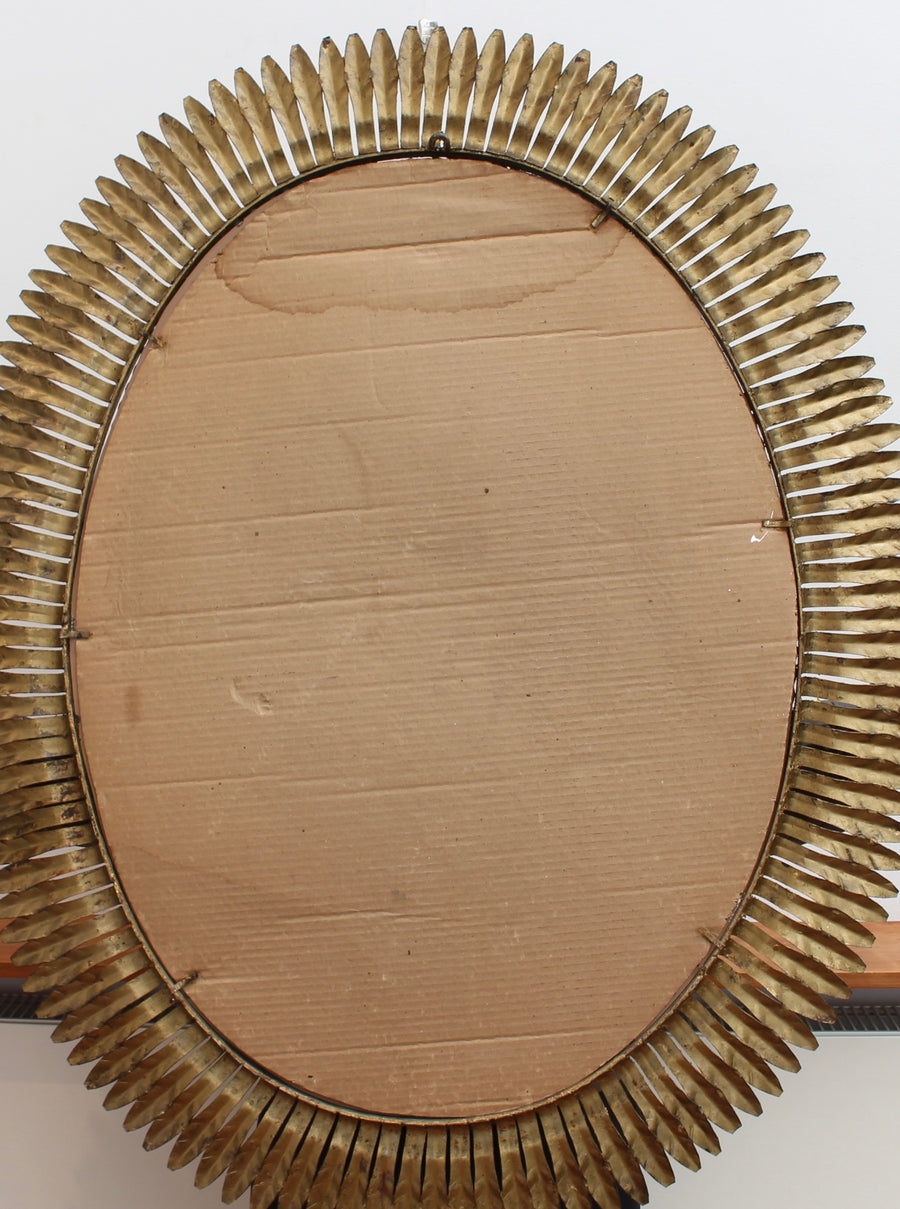 Vintage Spanish Gilt Metal Sunburst Mirror (circa 1960s) - Large