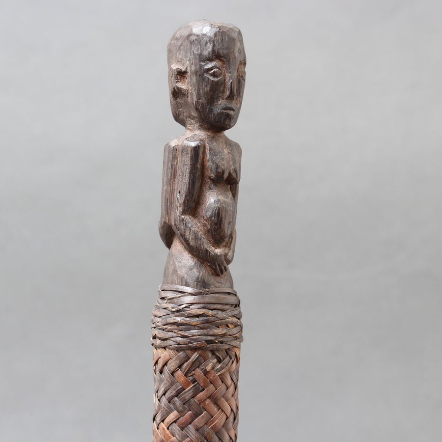 Carved Wooden Ancestor Sculpture with Rattan Body from Borneo (circa 1960s)