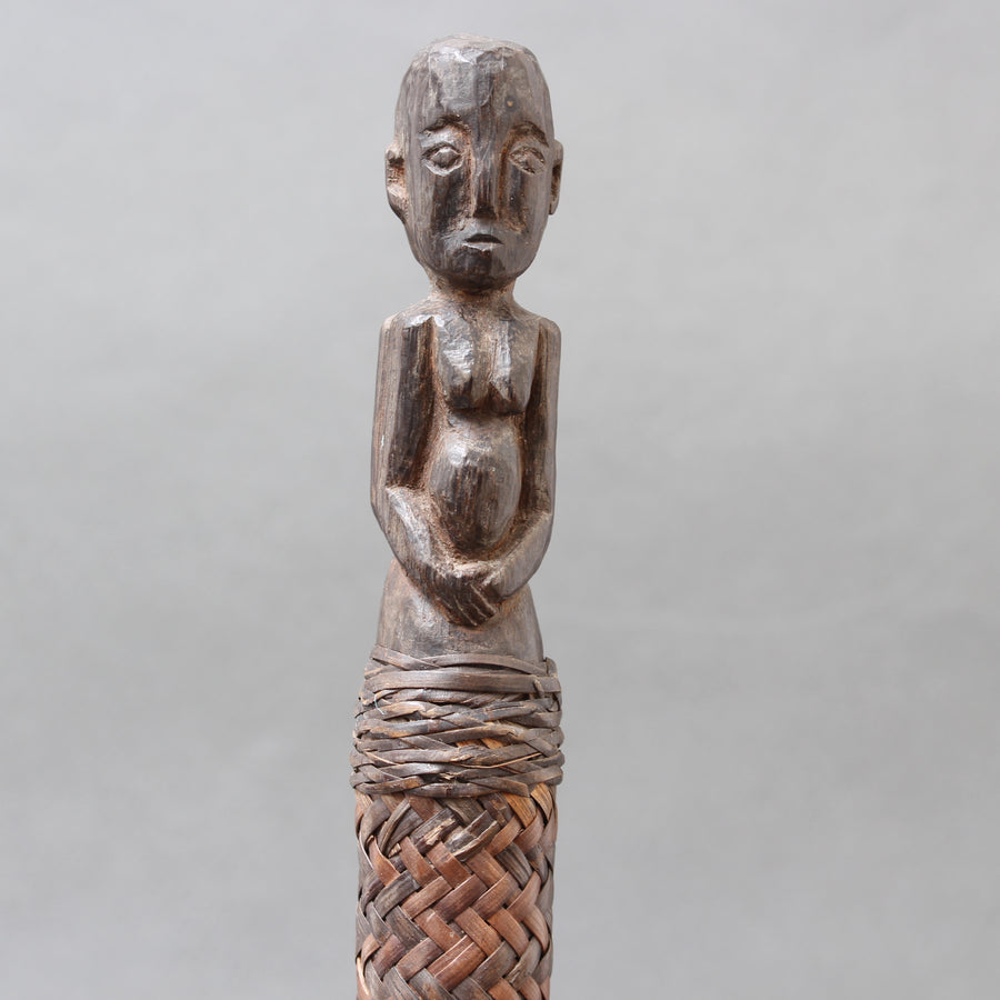 Carved Wooden Ancestor Sculpture with Rattan Body from Borneo (circa 1960s)