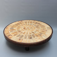 Vintage French Round Tiled Coffee Table by Roger Capron (circa 1970s)