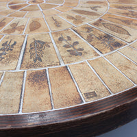 Vintage French Round Tiled Coffee Table by Roger Capron (circa 1970s)