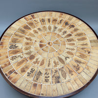 Vintage French Round Tiled Coffee Table by Roger Capron (circa 1970s)