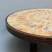 Vintage French Round Tiled Coffee Table by Roger Capron (circa 1970s)