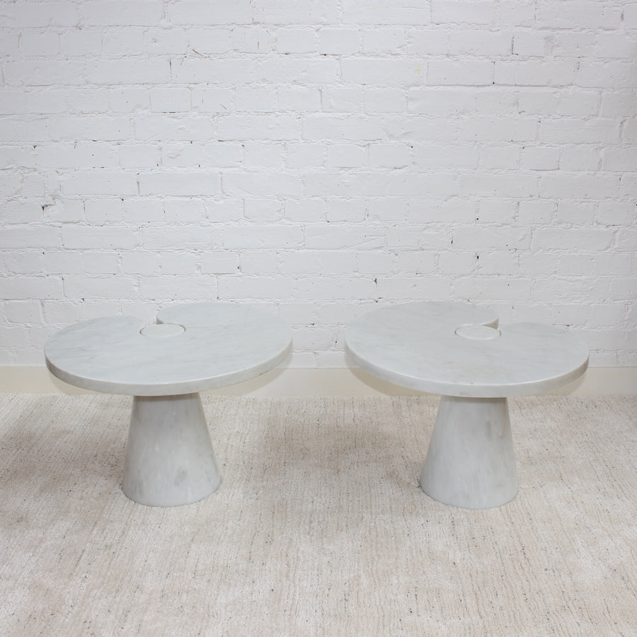 Pair of Original Italian Vintage Eros Marble Side Tables by Angelo Mangiarotti (circa 1970s)