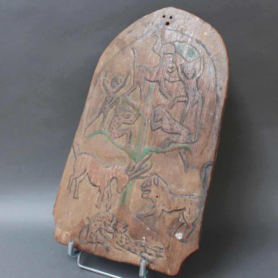 Double-Sided Carved Wooden Blawong Board from Java (circa 1920s - 50s)