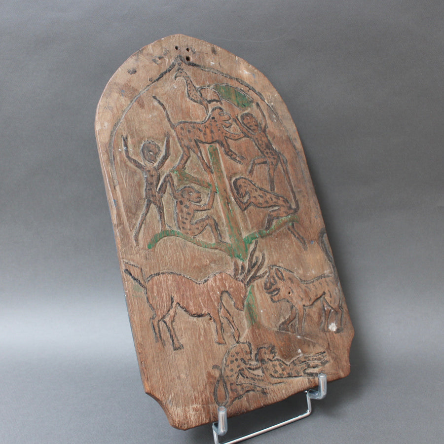 Double-Sided Carved Wooden Blawong Board from Java (circa 1920s - 50s)