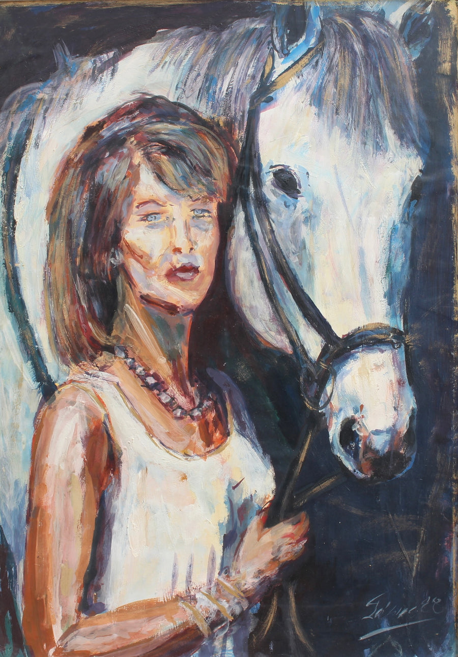 'Portrait of a Woman and Her Horse', French School (1988)