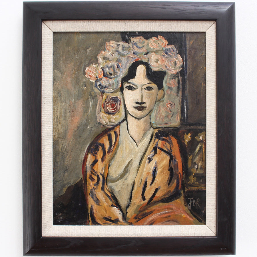 'Flowered Woman in Robe' by Unknown Artist (circa 1940s - 1950s)
