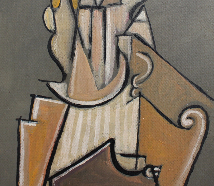 'Musician with Harp' by J.G. (circa 1940s - 1960s)