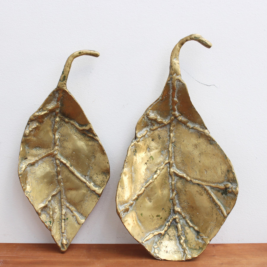 Set of Three Brass Decorative Leaves / Trays by David Marshall (circa 1980s)