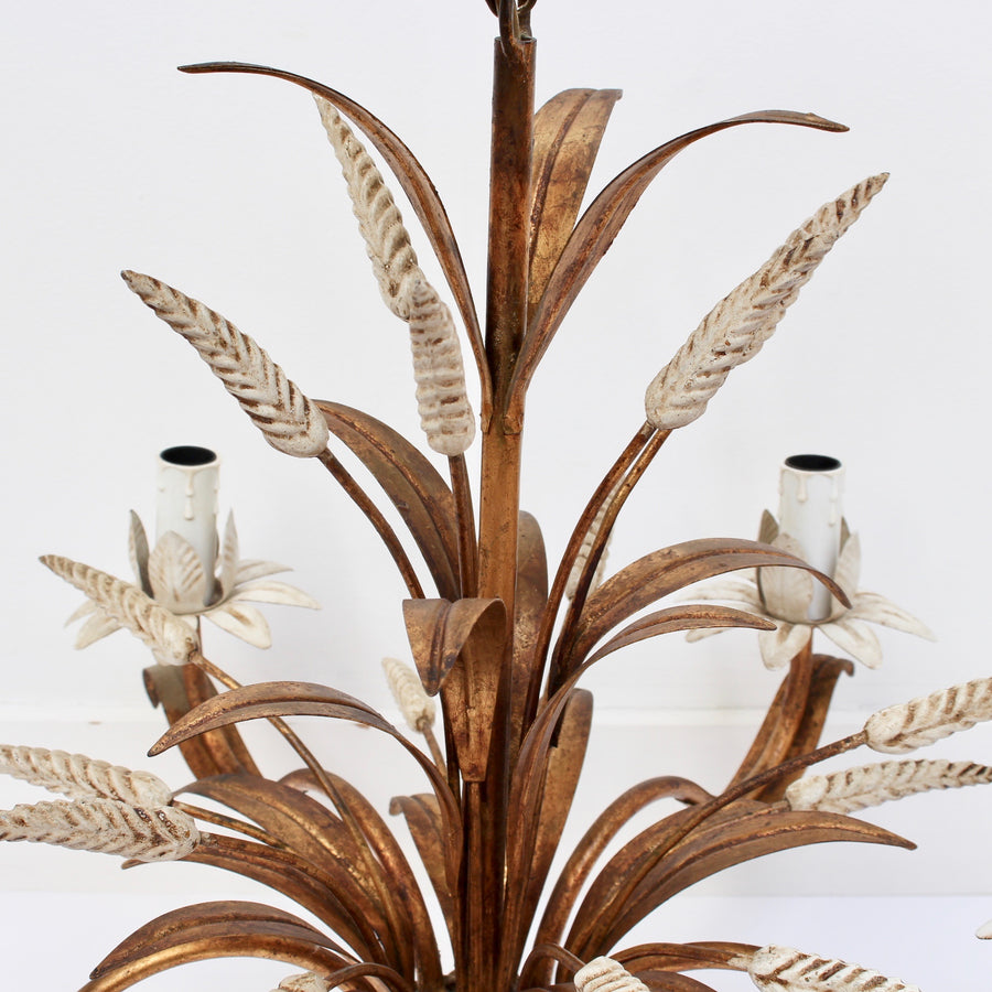 French Decorative Tole Wheat Sheaf Chandelier (circa 1960s)