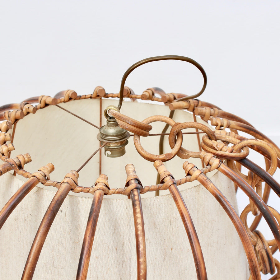 Mid-Century French Rattan Pendant Lamp (circa 1960s)