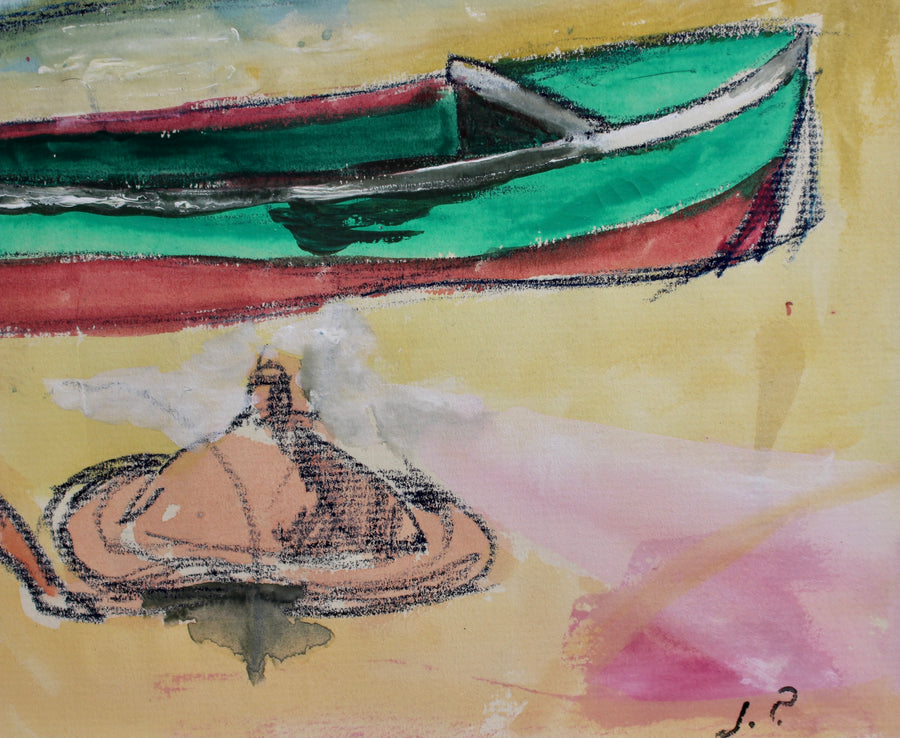 'Small Boat and Bather in Dinard' by Jean Pons (1961)