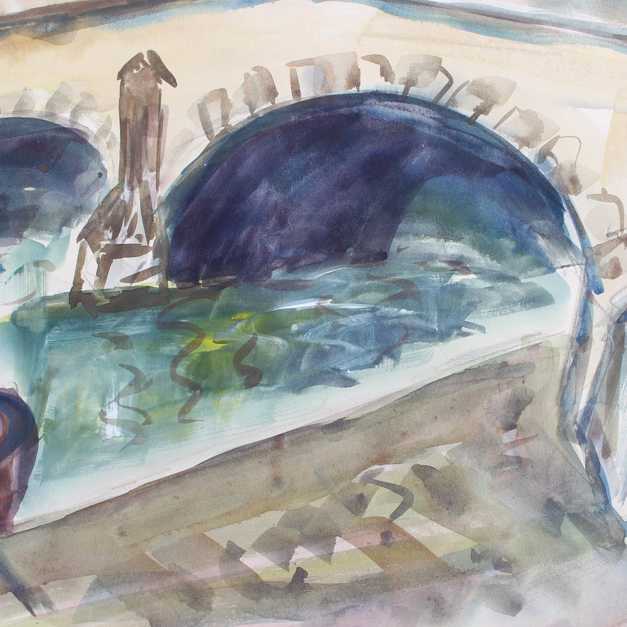 'Quay by the Bridge in Paris' by Roland Dubuc (circa 1970s-80s)