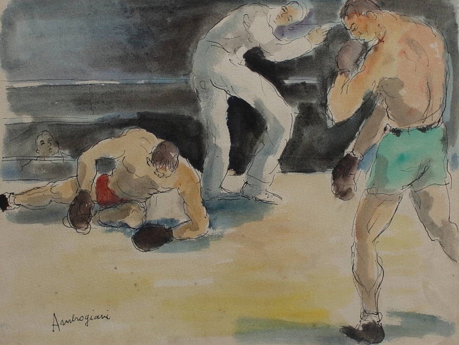 'Les Boxeurs II - Combat de Boxe' by Pierre Ambrogiani (c. 1940s)