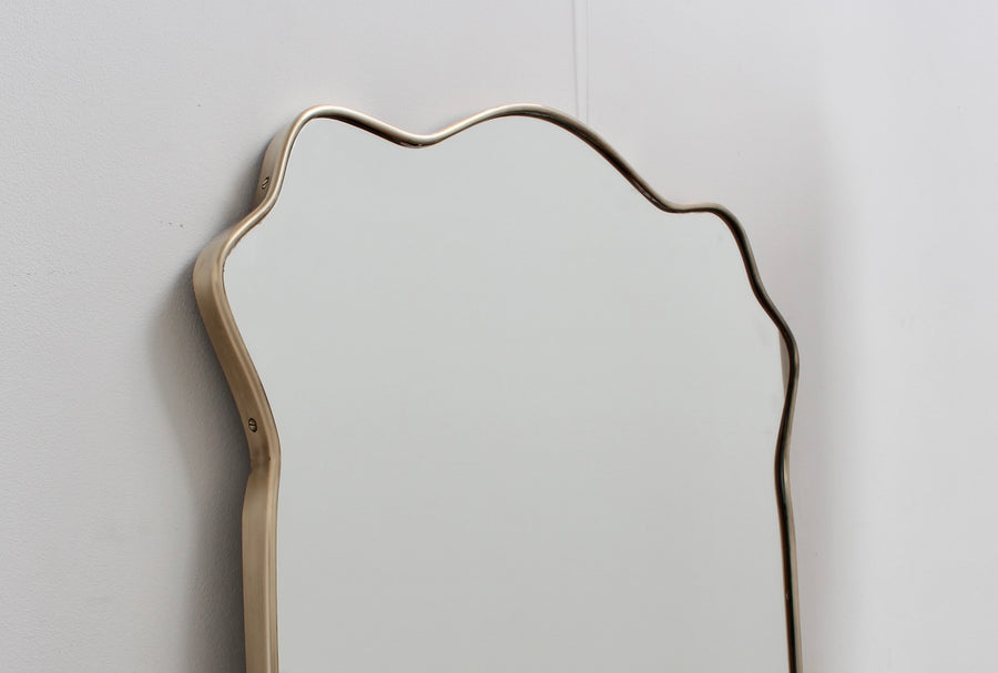 Set of Two Mid-Century Italian Wall Mirrors with Brass Frame (circa 1950s) - Large