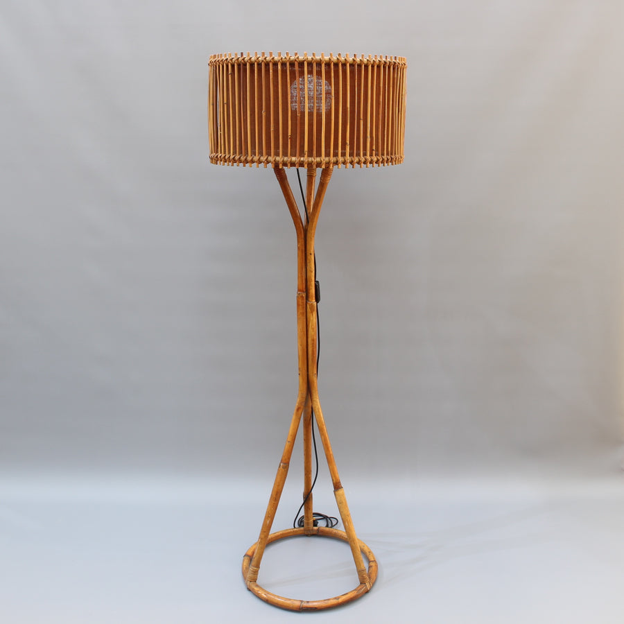 Italian Rattan and Bamboo Floor Lamp (circa 1960s)