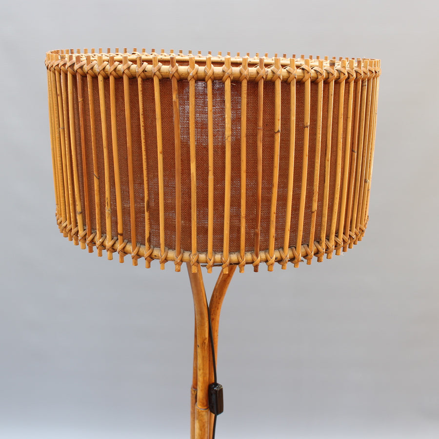 Italian Rattan and Bamboo Floor Lamp (circa 1960s)