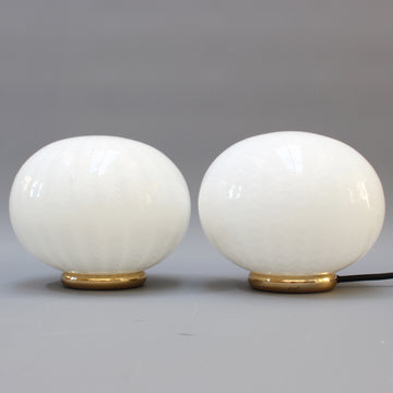 Pair of Italian Murano Glass Globe Table Lamps (circa 1970s)