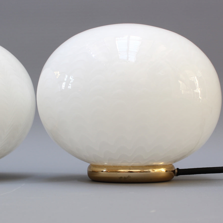 Pair of Italian Murano Glass Globe Table Lamps (circa 1970s)