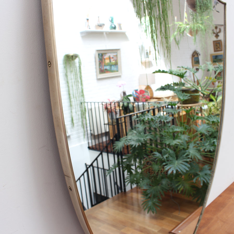 Vintage Italian Wall Mirror with Brass Frame (circa 1950s) - Large