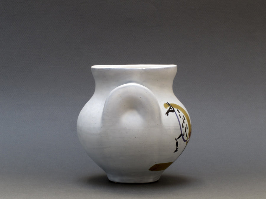 Rare Ceramic 'Eared' Vase (Vase à Oreilles) with Horse by Roger Capron (1950s)
