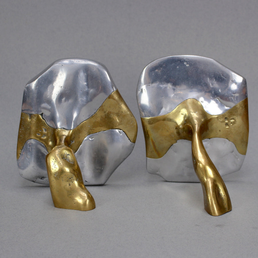 Brass and aluminium Brutalist Style Bookends by David Marshall (c. 1970s)