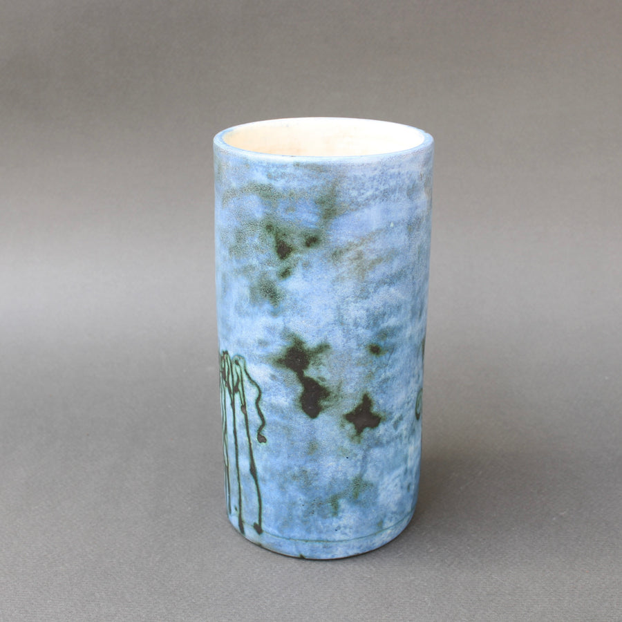 Mid-Century French Ceramic Cylindrical Vase by Jacques Blin (circa 1950s)