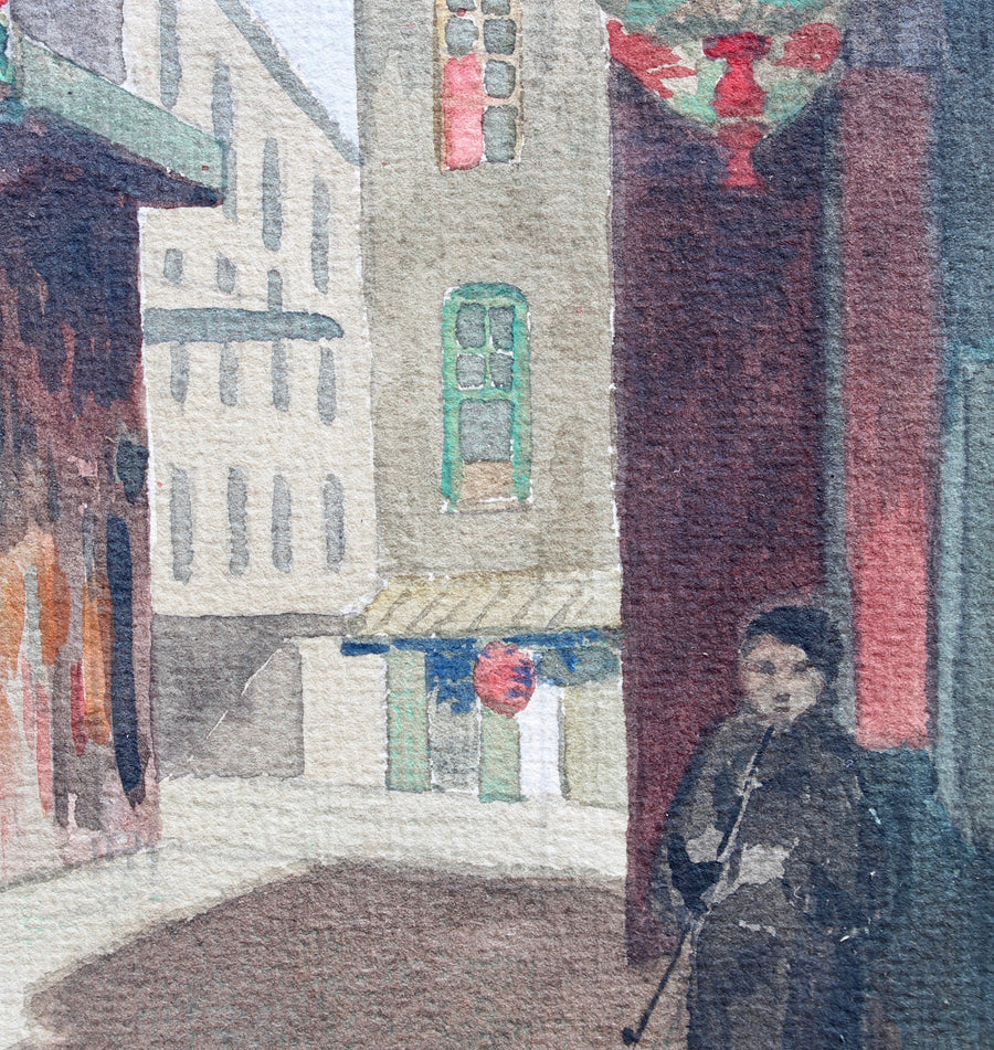 Chinatown San Francisco Gouache by Edward Wilson Currier, 1903 for