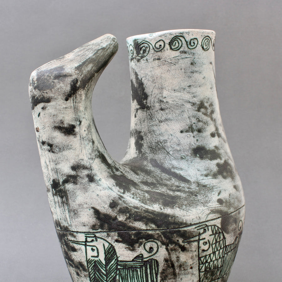 Vintage French Ceramic Zoomorphic Pitcher by Jacques Blin (circa 1950s)