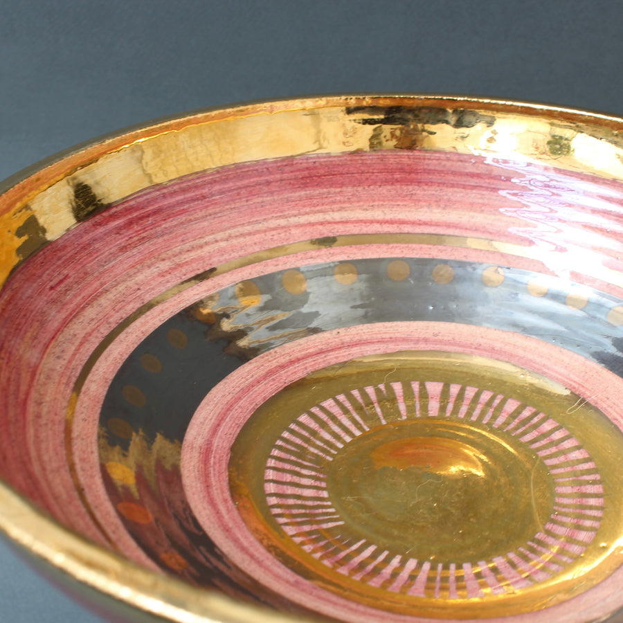 French Vintage Pink Decorative Fruit Bowl by Georges Pelletier (circa 1970s)