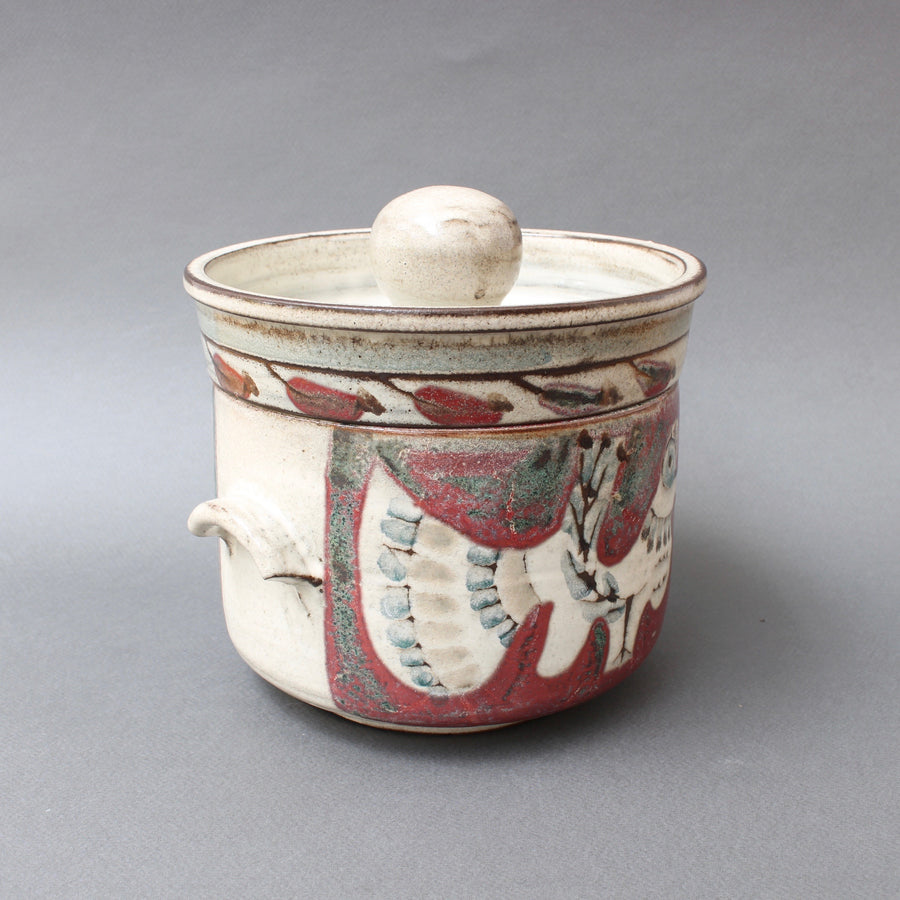Decorative Vintage Ceramic Pot with Lid by Gustave Reynaud - Le Mûrier (circa 1950s)