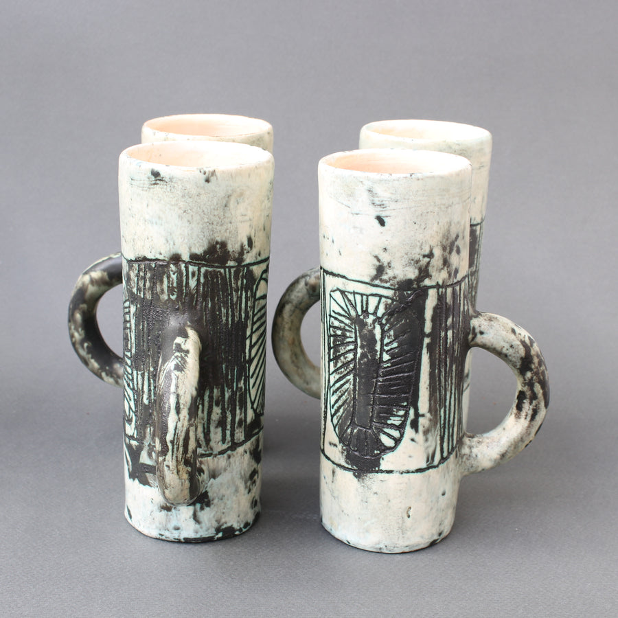 Mid-Century Ceramic Pitcher and Set of Drinking Cups by Jacques Blin (circa 1950s)